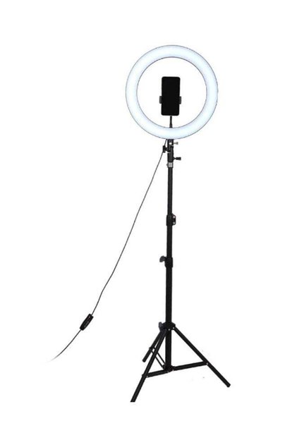 حلقة إضاءة LED للتصوير الفوتوغرافي من East Lady مع حامل ثلاثي القوائم باللونين الأسود والأبيض