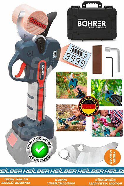 BÖHRER Alman Pro Ba01071y 50mm 21v Budama Makası | Akülü – Şarjlı