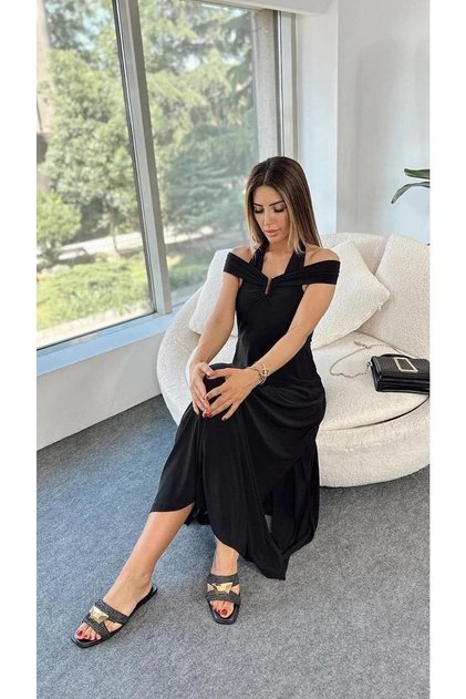 Buckle Detail Maxi Design Dress