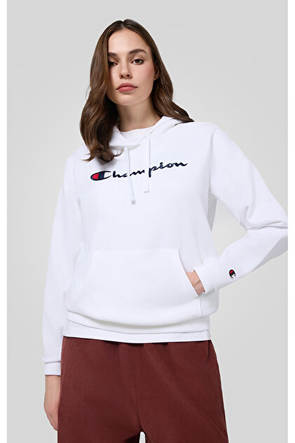 Champion Script Shop Hooded Sweatshirt Beyaz Kadın Kapüşonlu