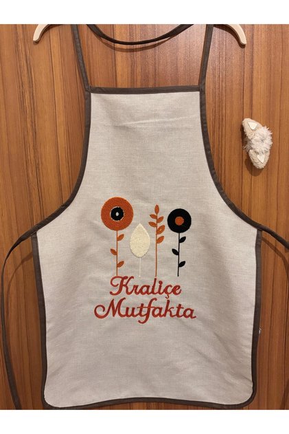 Bohem Keten Punch Nakışlı Mutfak Önlüğü 1 Adet