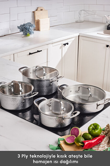 Karaca 3 Ply Powersteel Enzo 8 Parça İndüksiyon Tabanlı Çelik