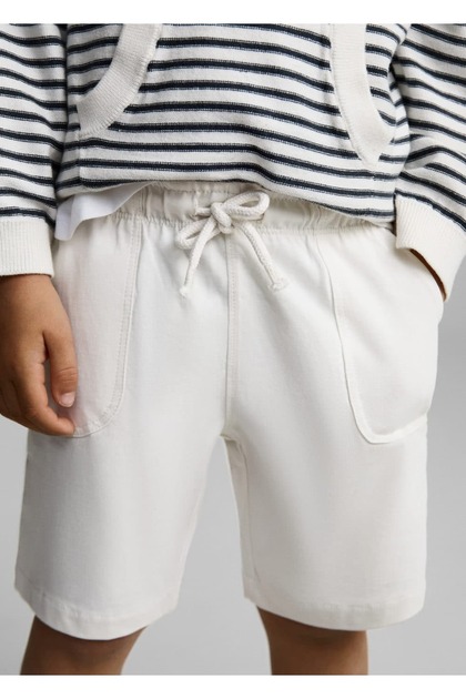 Waist tie detailed cotton shorts