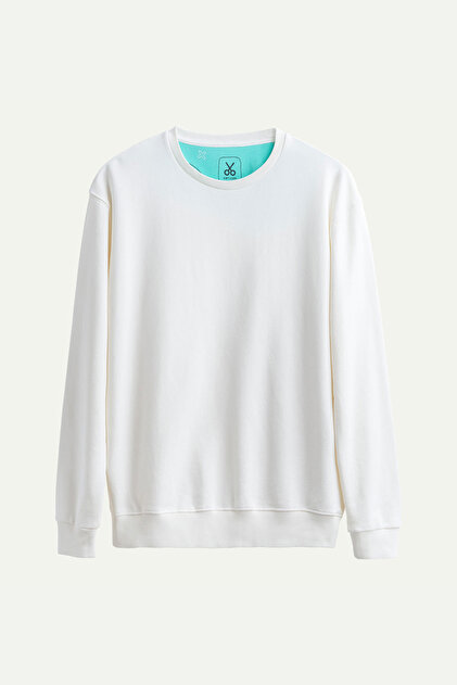 Beyaz Erkek Basic Regular Sweatshirt | (Ruga - Off White)
