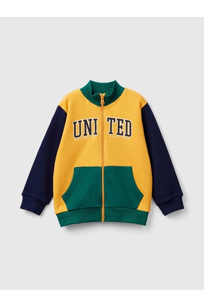 Erkek Çocuk Logo Baskılı Fermuarlı Sweatshirt 1-6 Yaş Sarı