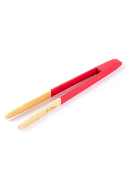 096-04-Bamboo Red Magnetic Tongs