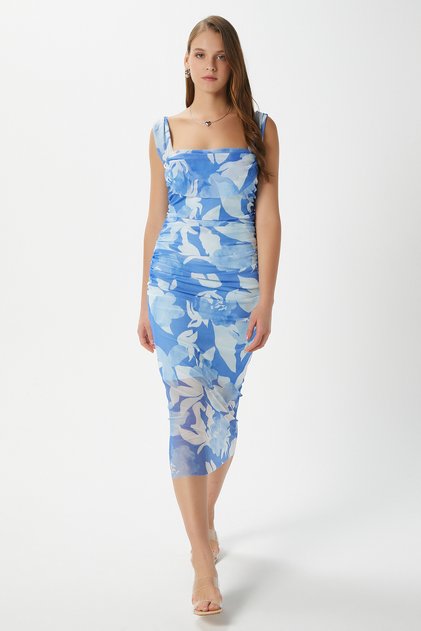 Women's Catherine Blue Lined Flexible Tulle Dress 00028