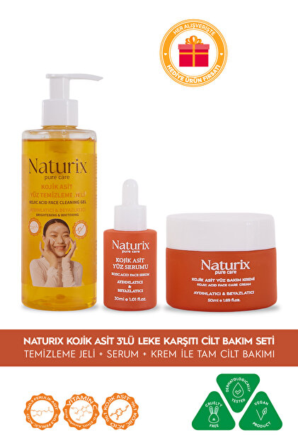 Naturix Kojik Asitli 3'lü Leke Karşıtı Bakım Seti | Yüz Temizleme