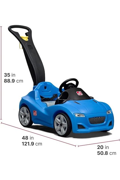 Step2 Whisper Ride Cruiser|Single Seater Kids Push Car with Seatbelt,Horn & Storage Trunk|Blue