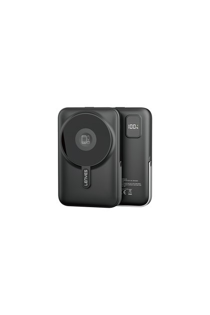 PW1002D 20W Dijital LED Ekranlı Standlı Wireless Powerbank 15W 10000mAh Siyah