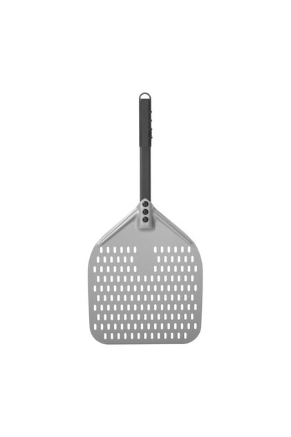 Lopata de pizza patrata perforata cu maner scurt negru, 355x710 mm