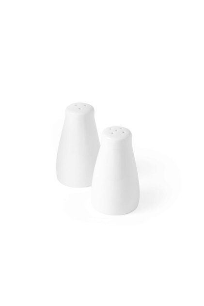 Set condimente din portelan, 2 piese, Hendi, pentru sare si piper, diametru 4.2 cm, inaltime 8 cm.