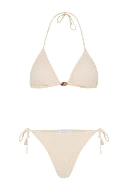 Crinkle Ecru Triangle Bikini Set
