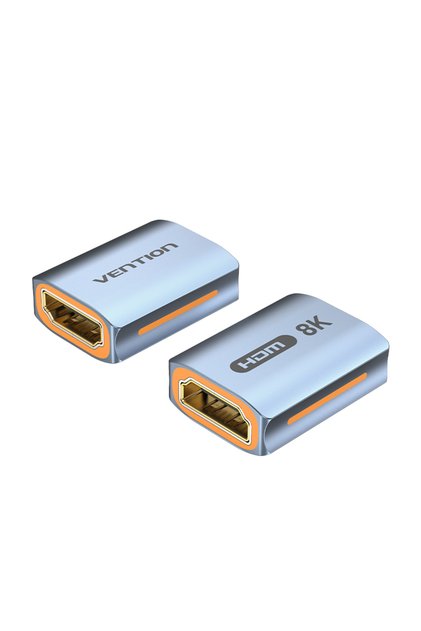 HDMI-A Female to Female 8K Adapter Grey Aluminum Alloy Type 2 Pack