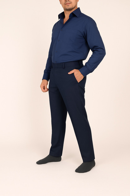 Men's Dad Solid Color Comfortable Fit High Waist Classic Fabric Trousers