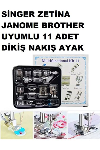Swart 11 Parça Ev Tipi Aile Dikiş Makinesi Ayak Seti Singer Janome