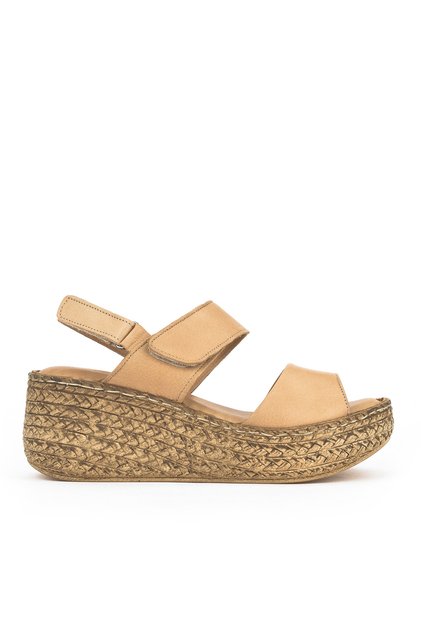 , Women's Genuine Leather Wedge Heel Sandals 1511032Z7706 Nude
