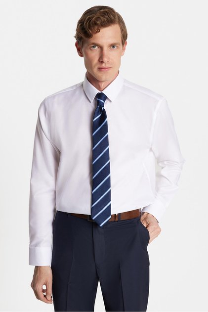 Slim Fit White Non-Iron Iron-Free 100% Cotton Eco-Friendly Ecotex Certified Shirt