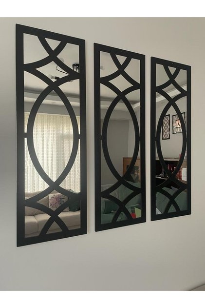 Dekoratif Geometrik Desenli Ayna Boyalı Hazır Pleksi Aynalı 3 Adet