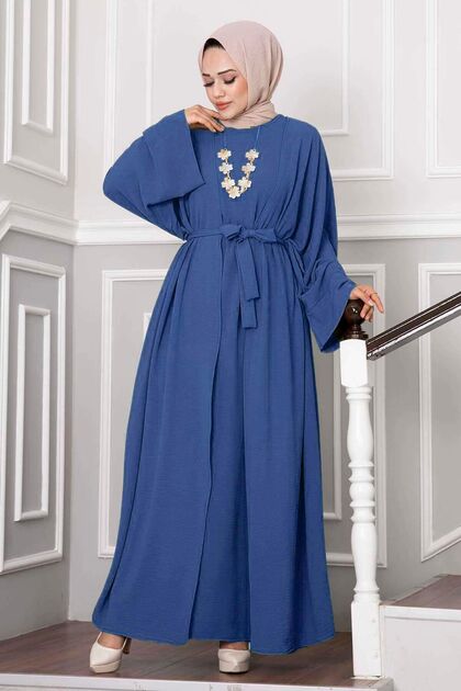 Set Abaya Leyli Tesettür Indigo
