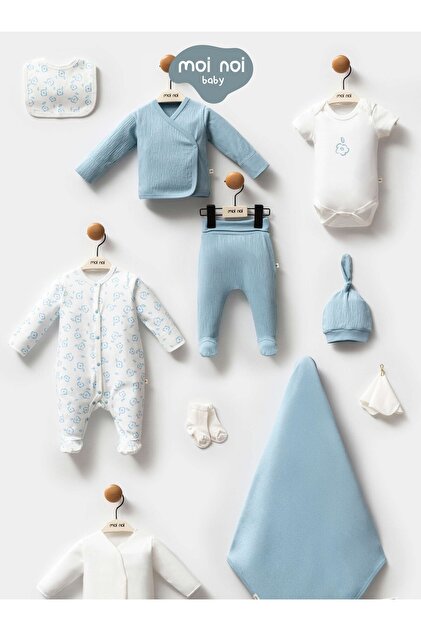 Moi Noi Desenli 10'lu Hastane Çıkışı Zıbın Seti (Yenidoğan