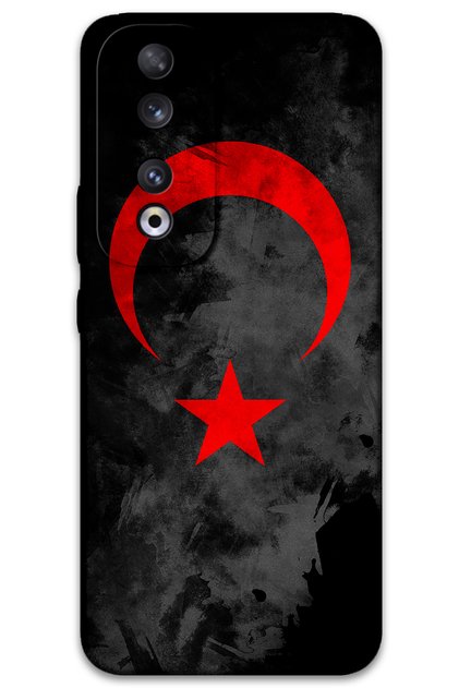 Huawei Honor 90 Compatible Turkish Flag Patterned Phone Case + Screen Protector - 5852