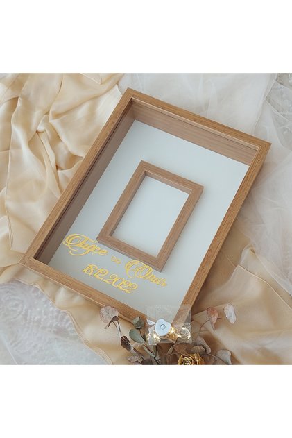 30x40 Cm Ledli Isimli Fotoğraf Bölümlü Tasarım Gül Kutusu Anı Çerçevesi! Kahverengi