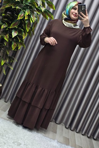 Women's Hijab Clothing Plus Size Two Layer Crepe Dress