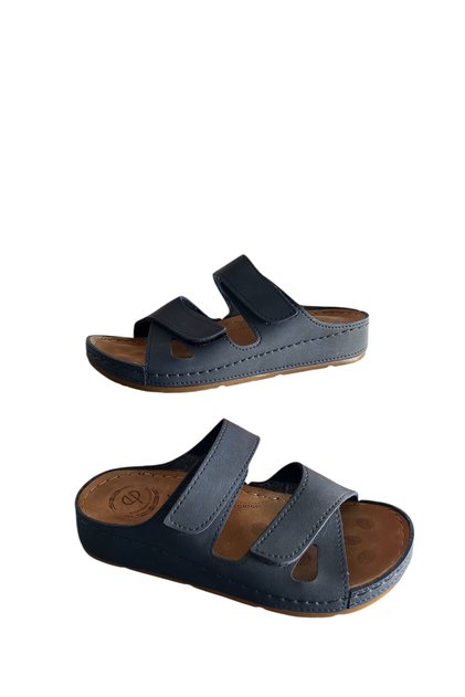 Navy Blue Double Velcro Suede Slippers