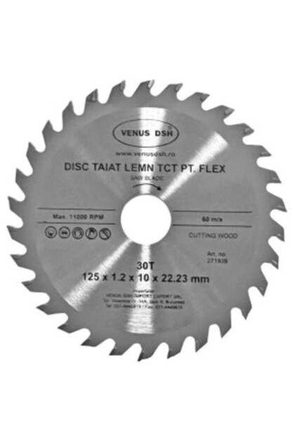 Disc Taiat Lemn Tct Pentru Flex - 125 X 1.2 X 10 X 22.23 Mm - 30 T