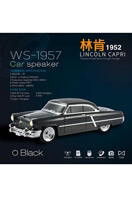 Coverzone Kablosuz Hoparlör Bluetooth 1957 Lincoln Capri Görünümlü