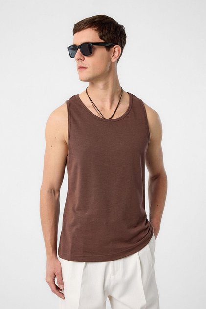 Brown Basic Men's Tank Top