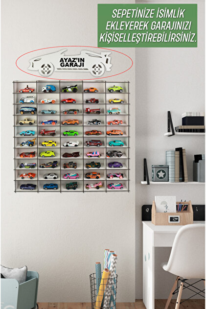 kutuTR 50 Araçlık Ahşap Duvar Rafı ( Hotweels Ve Matchbox