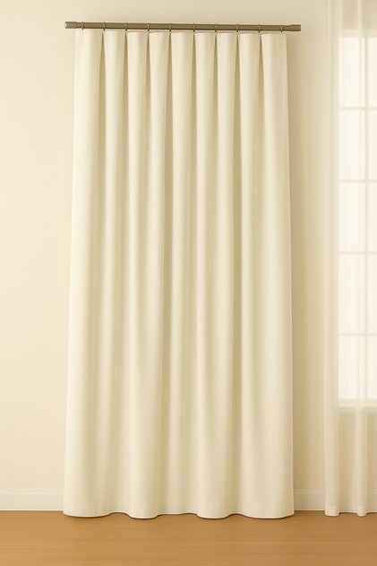 Luna Series Velvet Textured Pleatless Background Curtain - Cream