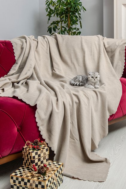 Kaymaz Koltuk Örtüsü Çift Taraflı Mikrofiber Şönil 175x215 cm Kil – Kedi Köpek ve Çocuk Dostu
