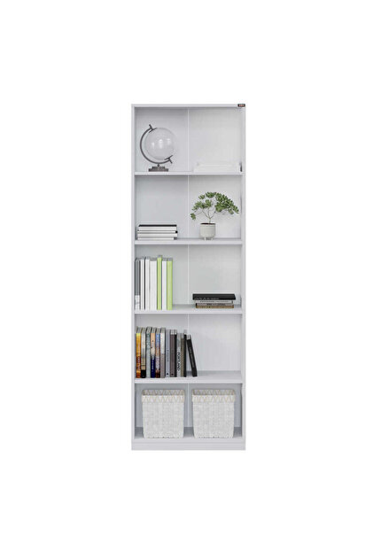 Adore Mobilya Modern 5 Raflı Kitaplık - Beyaz 64x182x26 cm