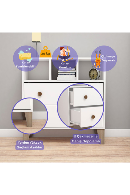 Bimossa N4040 Maya Raflı 2 Çekmeceli Şifonyer Beya - Fiyatı, Yorumları