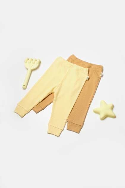 Комплект от 2 бамбукови панталона, жълти, BabyCosy, 50% памук + 50% бамбук