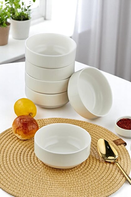 ALBETTO 6'lı 12 cm Porselen Kase Seti - Çorba, Meze, Sufle, Salata