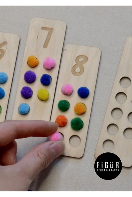 Ahşap Sayı Sayma Tahtası / Montessori Okul Öncesi Yürümeye Başlayan Çocuk Eğitici Oyuncak