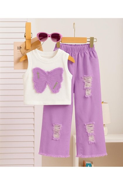 Girl's Butterfly T-Shirt Pants Set of 2