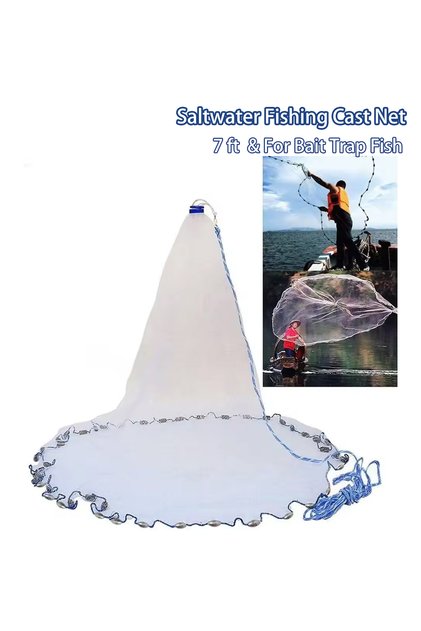 7ft Radius American Saltwater Fishing Cast Net For Bait Trap Fish 7ft Radius Casting