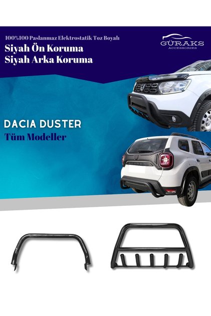 Dacia Duster Siyah Ön Ve Arka Tampon Koruma Bar Q60