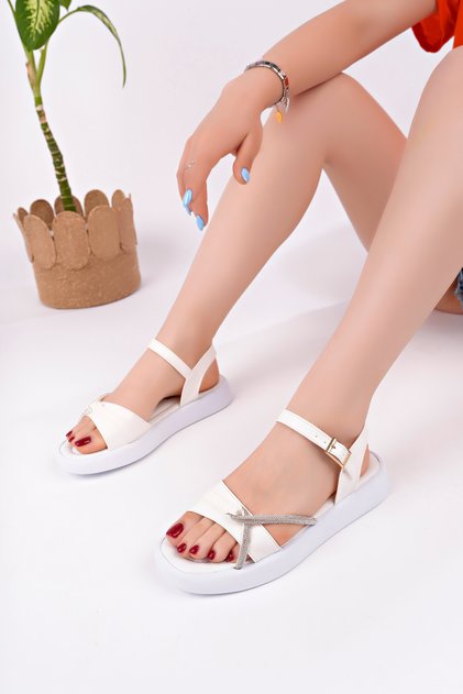 White Women's Daily Stylish Sandals