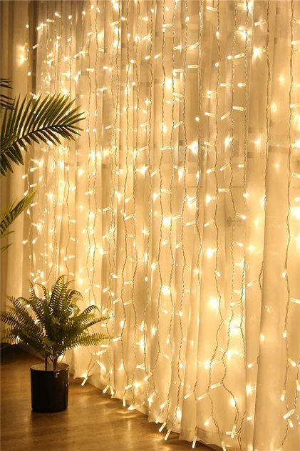 480 Ledli Yılbaşı Nişan Kına İsteme Vb. Özel Günler İçin 24 Saçaklı Perde Led Animasyonlu (3x6 Mt)