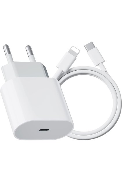 Încărcător compatibil cu iPhone 14/13/12/11/Pro/Pro Max/iPad/AirPods, date Lightning, încărcare rapidă 20W