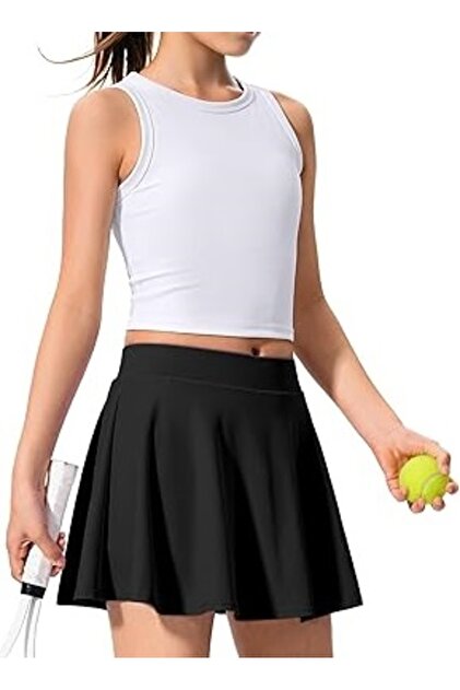 LADY HAZAL Black High Waist Girls Tennis Skirt Darkalıp Lady