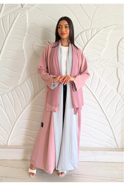 Women's Two Colour Reversible Abaya - White and Pink