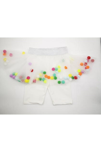 Girl's Pompom Biker Leggings