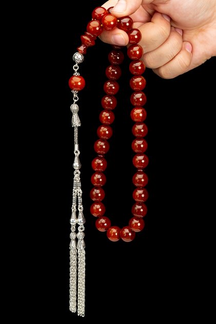 Osmanlı Model Havşa Delik 14x15mm Büyük Boy Damarlı Sıkma Kehribar Tesbih